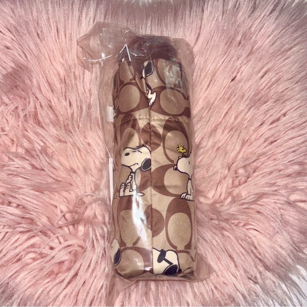 Coach NEW Coach X Peanuts Snoopy Print Brown Multi UV Protection Mini Umbrella - Picture 8 of 16